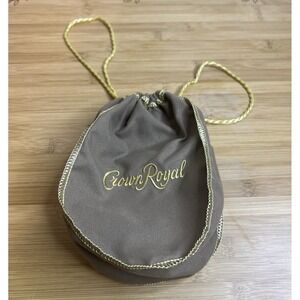 Crown Royal Tan Taupe Drawstring Bag Gold Embroidery Collectible Pouch‎ Whiskey